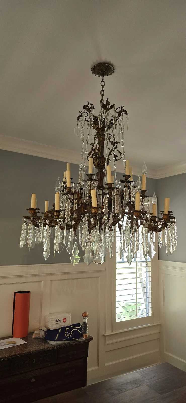 Completed chandelier cleaning and repair project in Atlanta