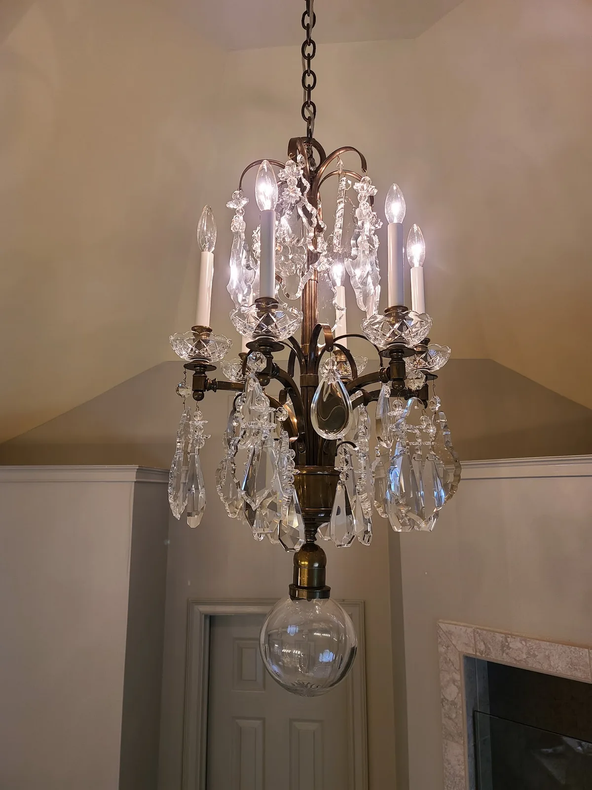Classic crystal chandelier installed in an Atlanta home