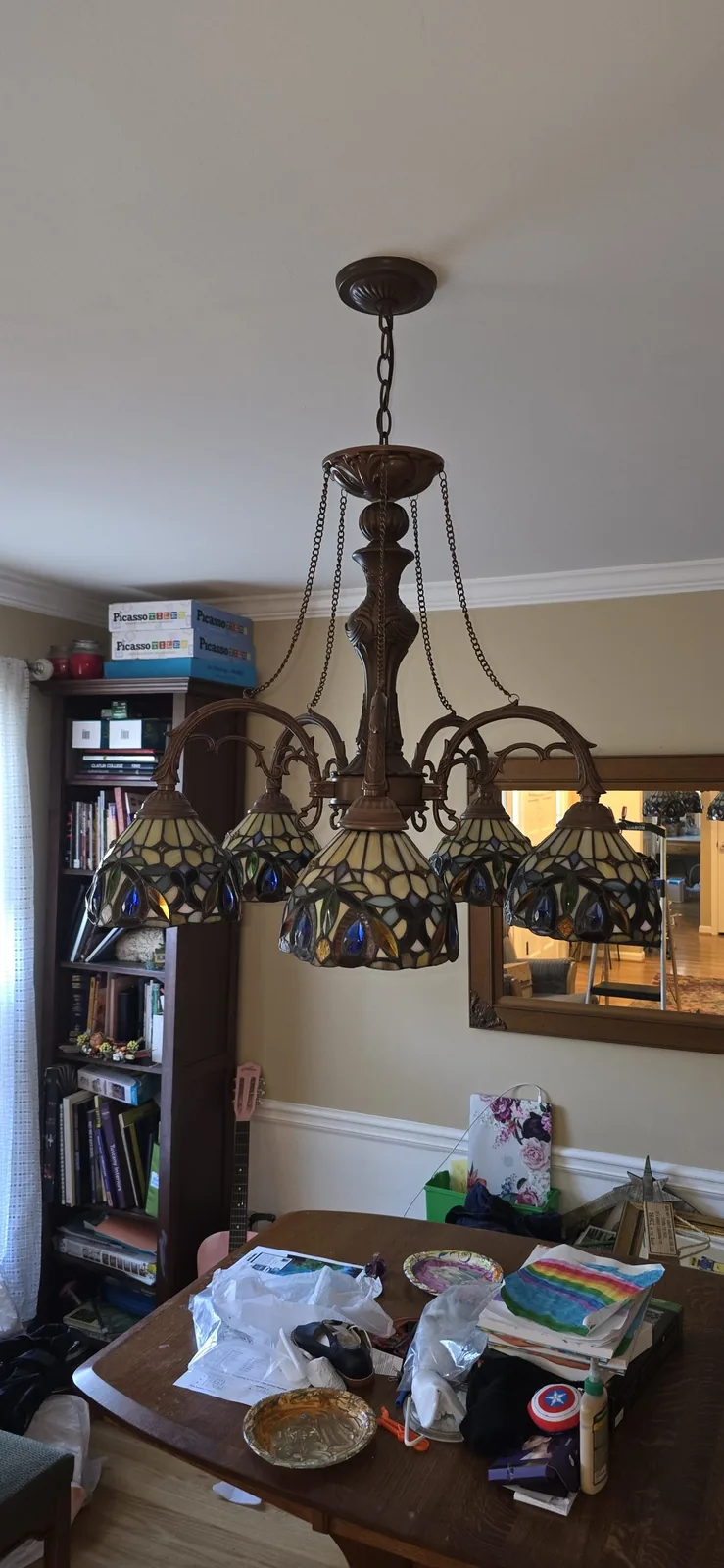 Classic hanging crystal chandelier installed in an Atlanta home