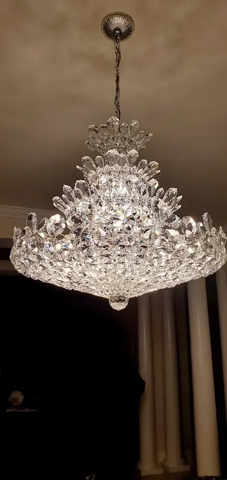 Designer crystal chandelier installed in an Atlanta residence