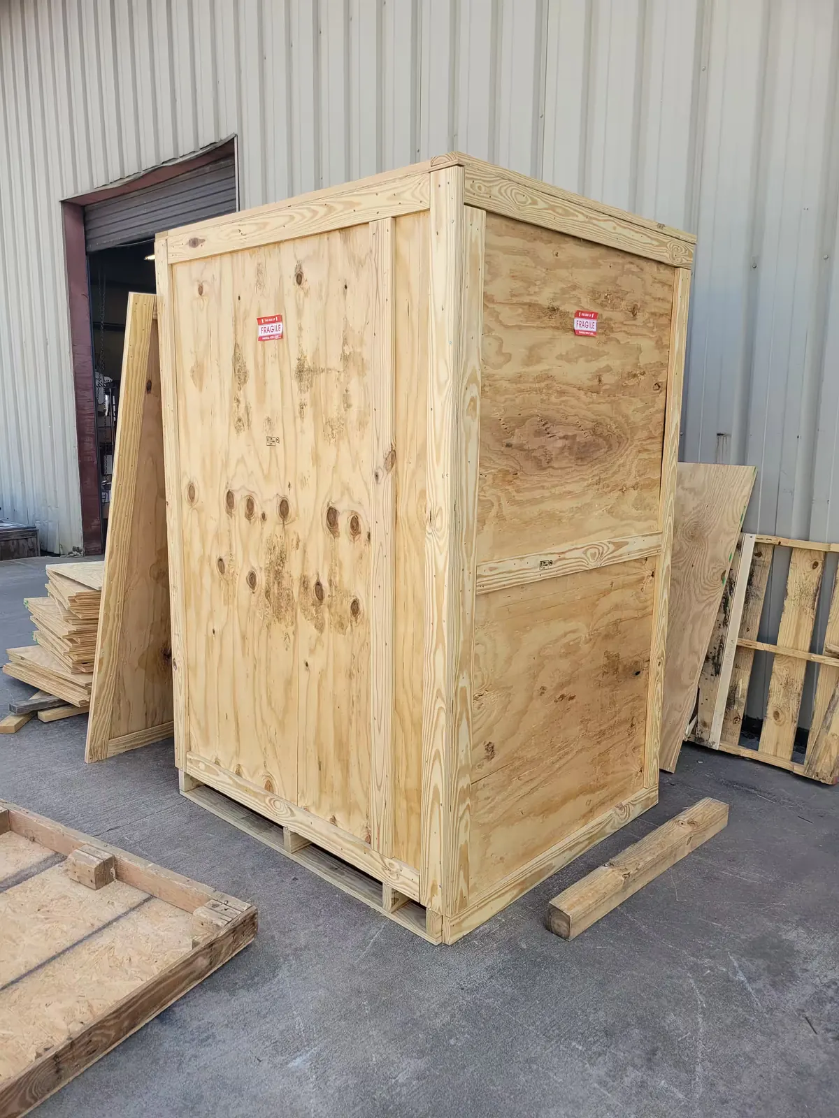 Custom chandelier crate built for shipping a fragile chandelier fixture