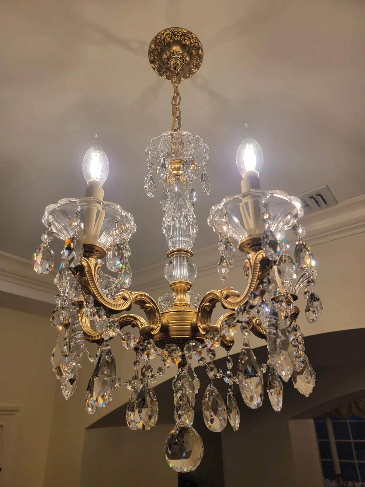 Two-story entryway chandelier installed in an Atlanta home