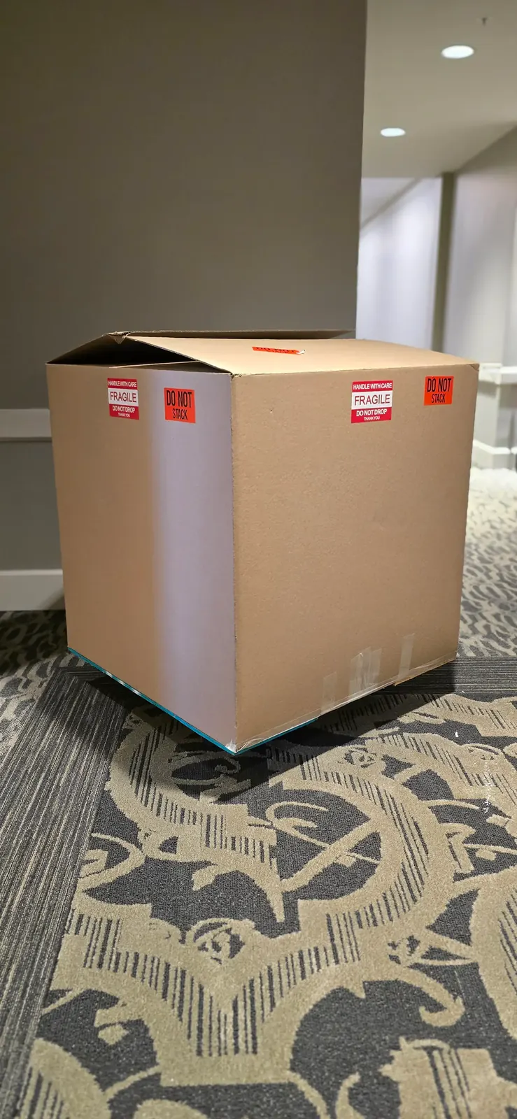 Large chandelier secured inside a custom storage crate for fragile fixture protection