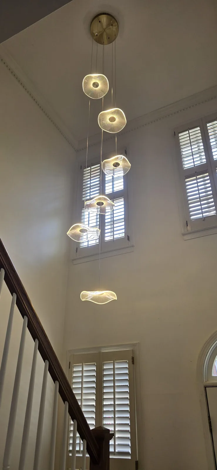 Contemporary flush mount chandelier installed in an Atlanta home