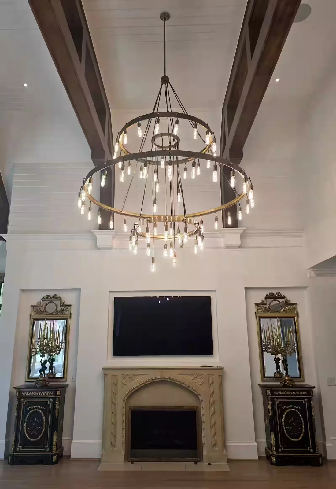 Restoration Hardware Axis chandelier installed in an Atlanta home