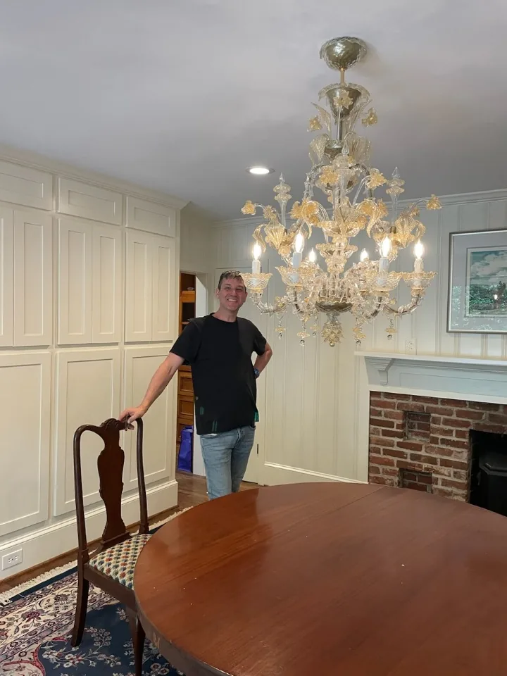 Murano glass chandelier installation project in Atlanta
