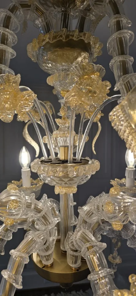 Classic Murano glass chandelier installed in an Atlanta home