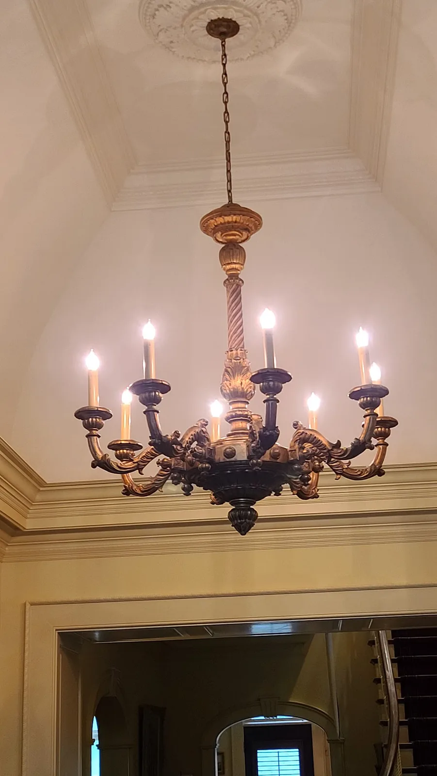 Decorative brass chandelier installed in an Atlanta home