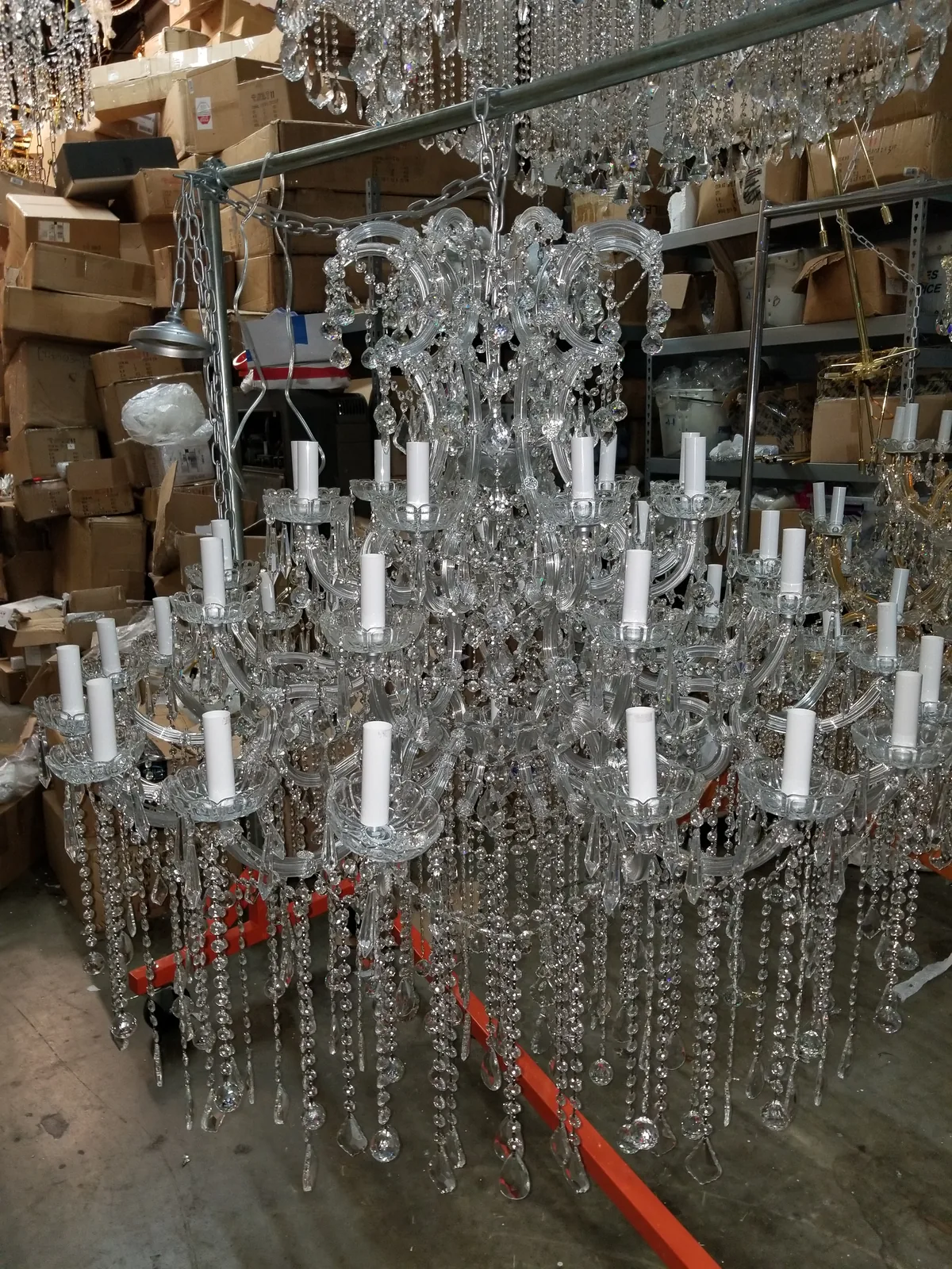 Chandelier prepared for transport and relocation in Atlanta