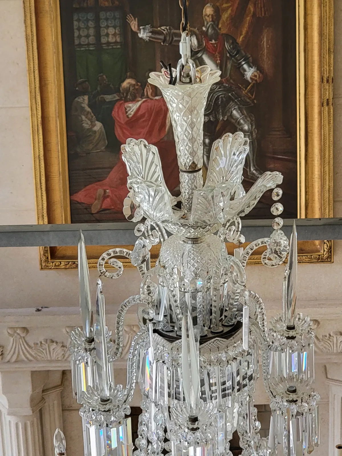Large chandelier being removed from an Atlanta home