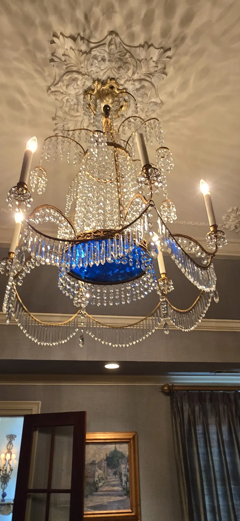 Russian style traditional crystal chandelier installed in an Atlanta residence