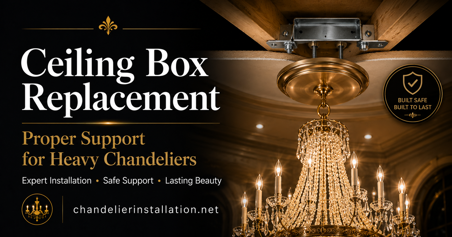 Old or unsuitable ceiling box for chandelier installation
